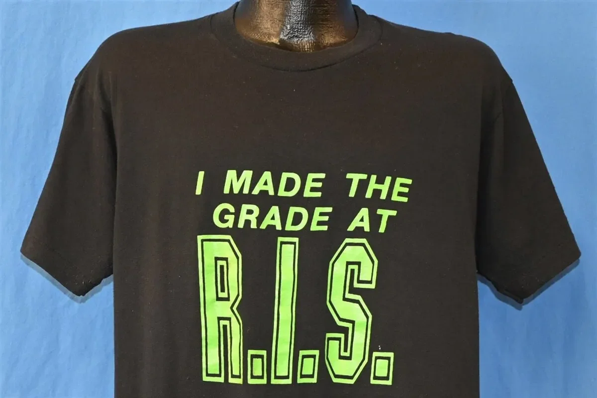 Camiseta de graduación negra y verde de los años 80 I Made the Garde at RIS School Pride, talla grande