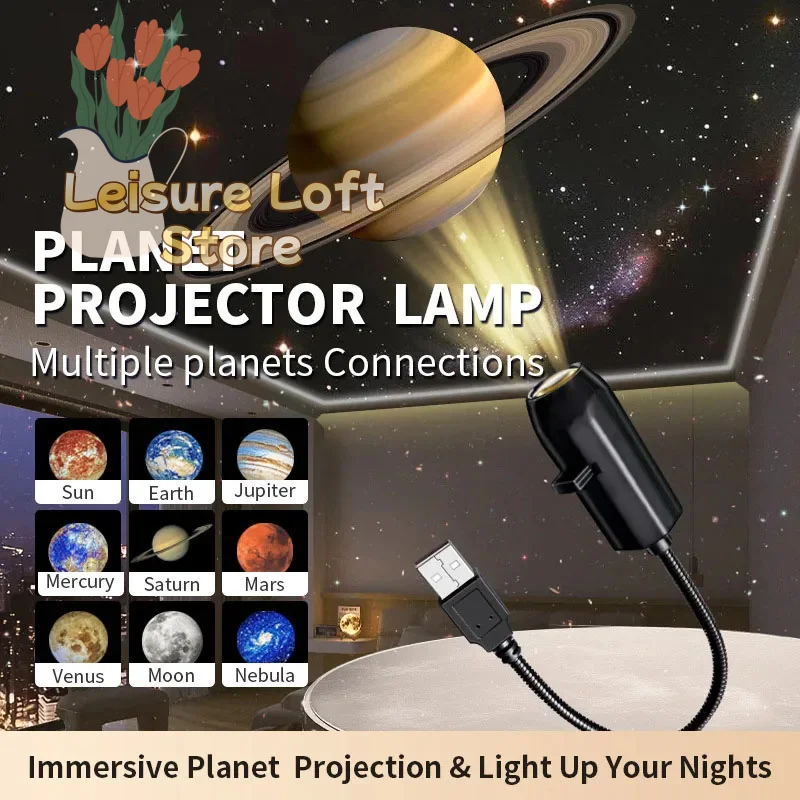 ضوء ليلي لجهاز عرض USB Planet - جهاز عرض Galaxy Star لغرفة النوم والهالوين وديكور عيد الميلاد