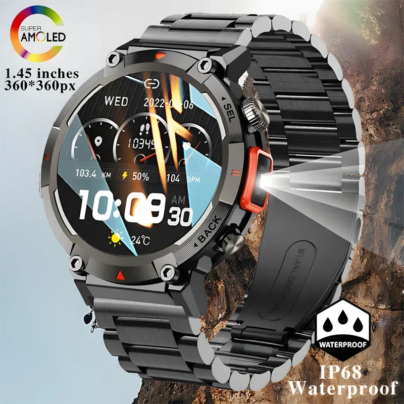 

2024 For Android Men Smart Watch Sports IP68 Waterproof Screen Bluetooth Call Watch Men GPS Sports Track Heart Rate Smart Watch