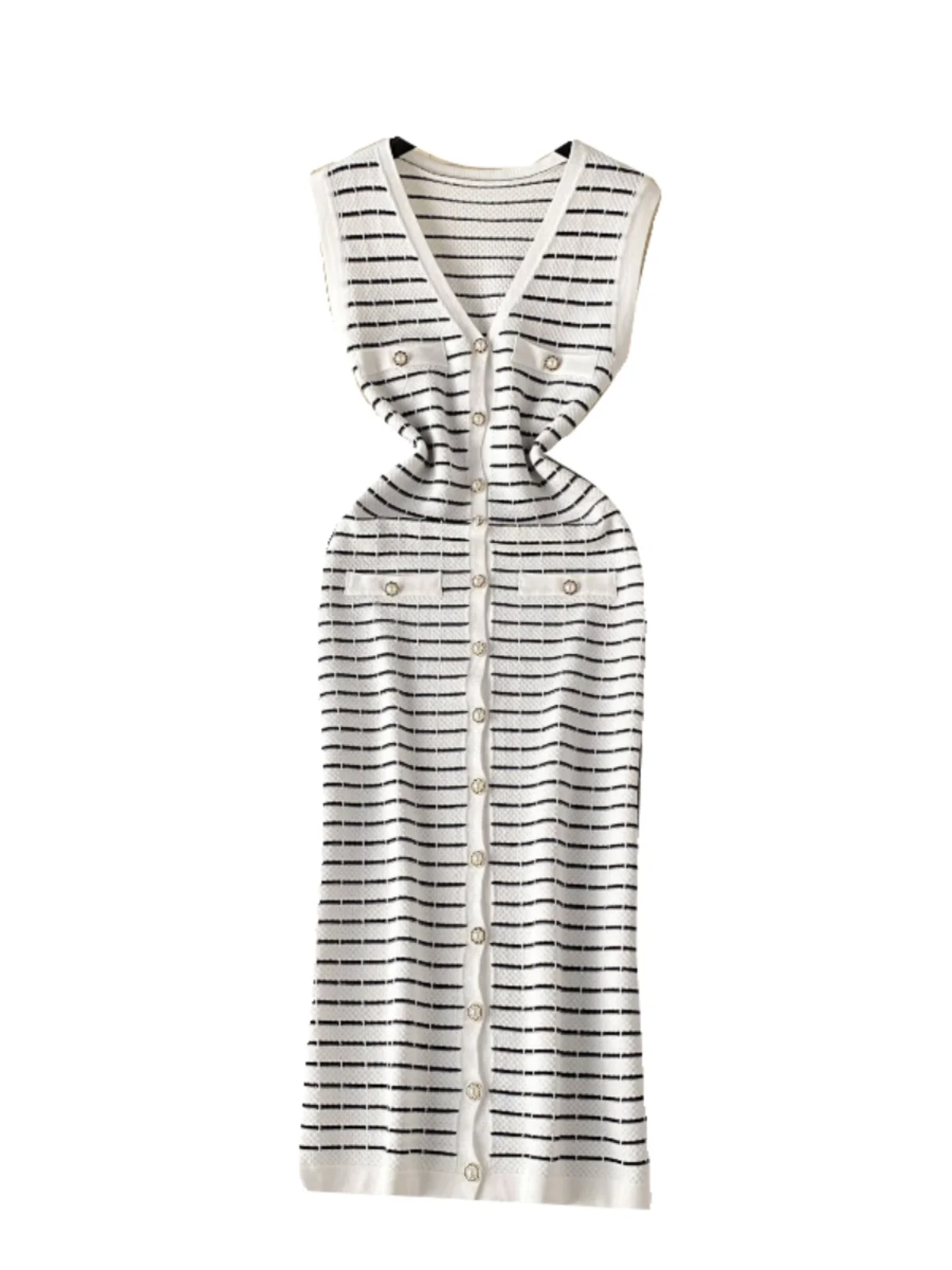 Ele rayé tricoté Long Dr femmes été haute Faion décontracté Midi gilet Dr Ladylike Quali Faionable Dr