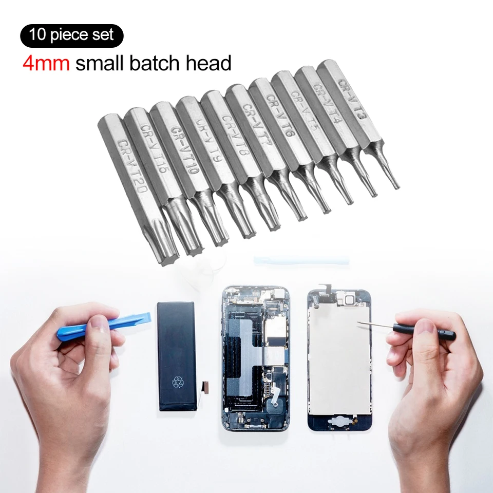 10 Piezas de Juego de Brocas de Flor de Ciruelo CR-V, Herramienta Manual, Brocas de 4mm para Destornillador, Accesorios para Reparar Móviles y Computadoras 4