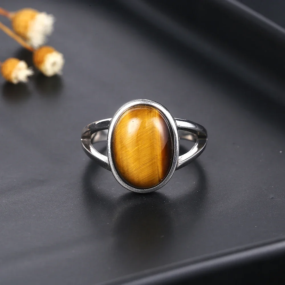 

Fashion Natural Gemstone Ring, European & American Retro Minimalist Rings for Women, Timeless Elegant Jewelry for Daily & Party