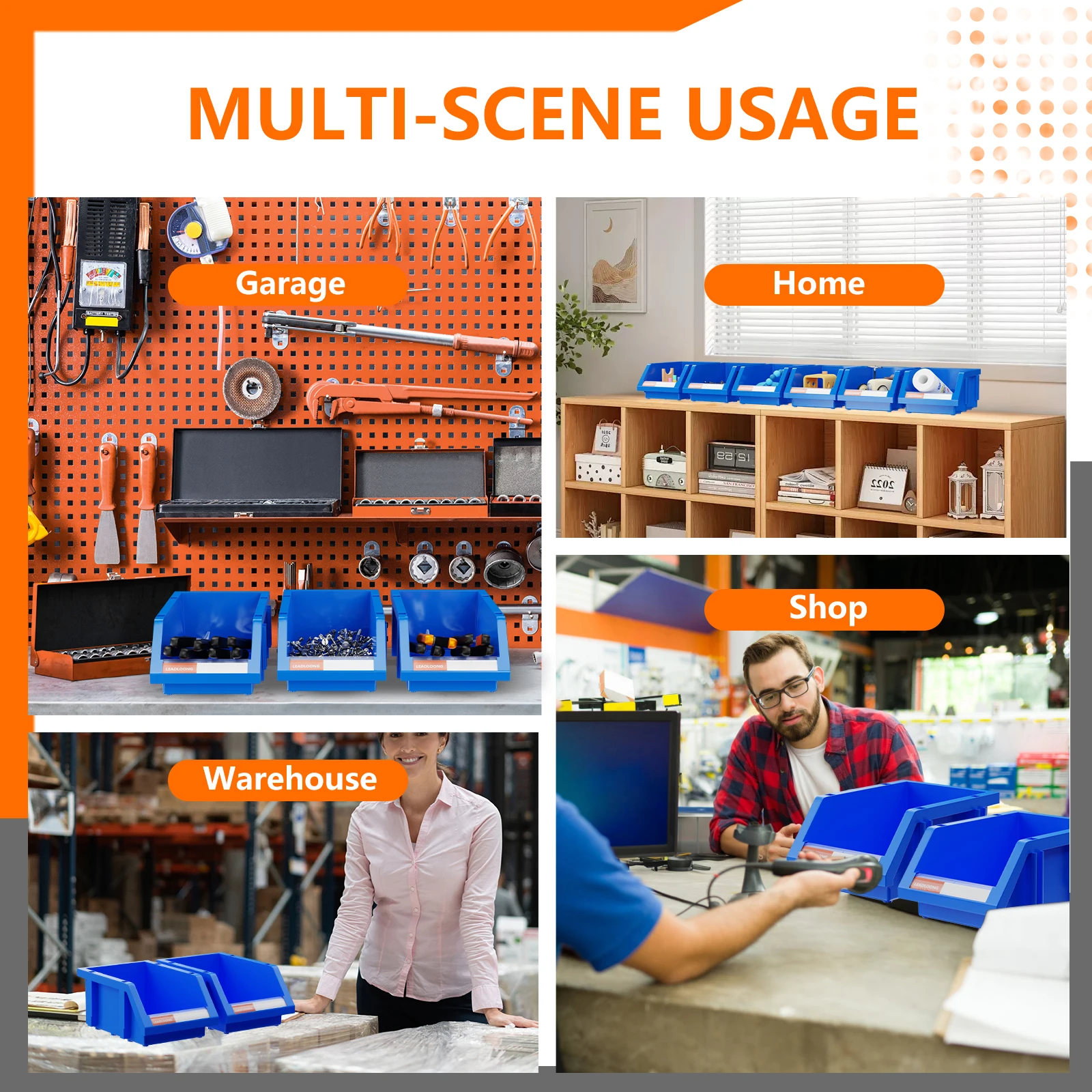 12pcs Plastic Stackable Storage Bins, Parts Storage Organizer, Garage Storage Bins, Small Parts Container