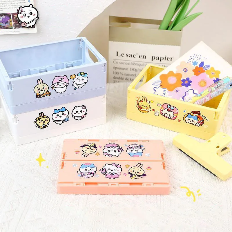 Anime Kawaii Chiikawas Storage Box Desktop Finishing Box Sundry Basket Foldable Mini Ornament Girl Christmas Gift For Girlfriend