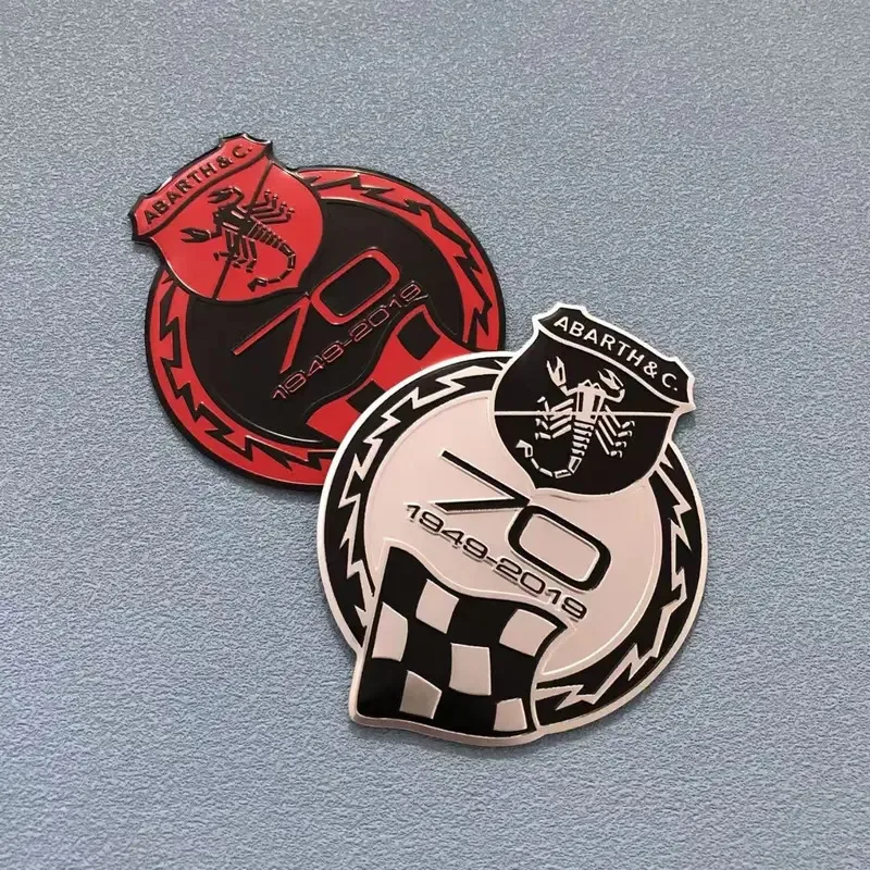 For Fiat Abarth 124 125 500 595 695 Punto Stilo Panda Racing Aluminum Decal 70th Anniversary Emblem Badge Sticker Accessories