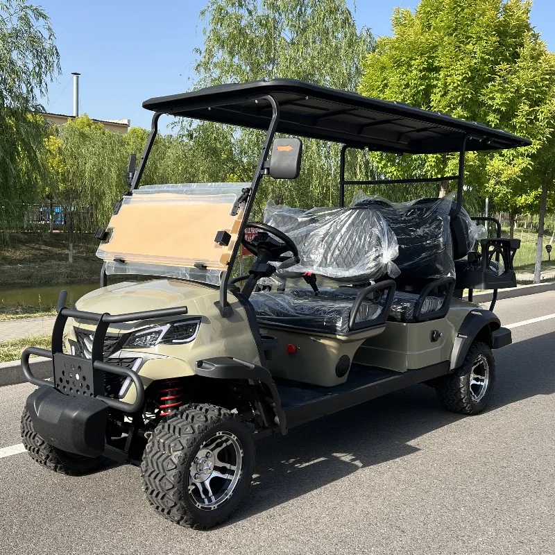 

China OEM Manufacturer 2/4/6/8 Seats 60V/72V Hunting Golf Cart Foldable Seats Solar Panel Powered