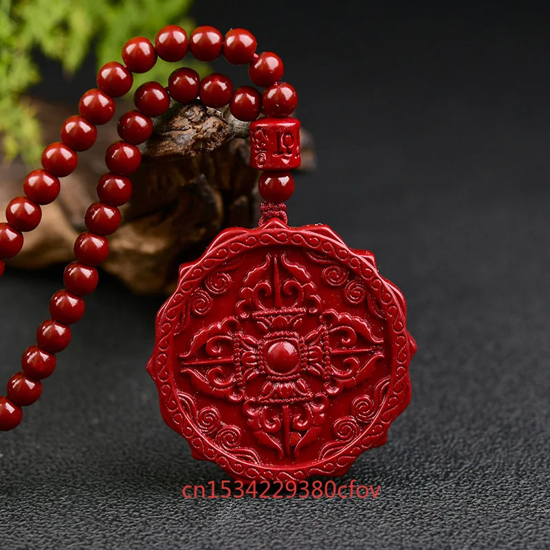 Luxury Red Cinnabar Eight Treasures Lotus Pendant Natural Genuine Gemstone Women's Jewelry Accessories Energy Gift Best Seller