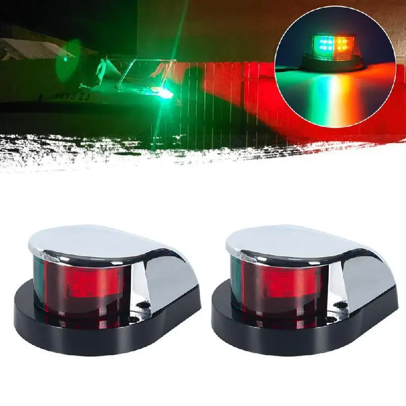 2Pcs Red Green LED Boat Navigation Light 12V Waterproof Sailing Signal Lamp Marine Yacht Starboard Warning Lights