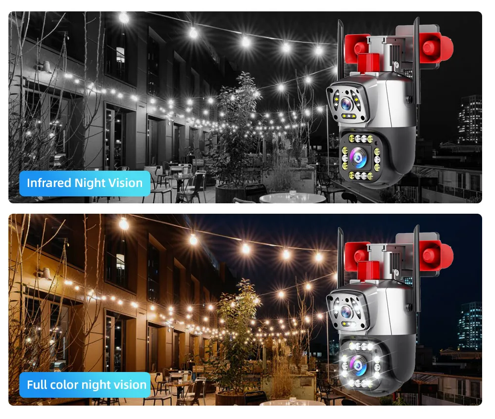 4MP UHD  Yoosee APP Siren Alarm Dual Lens WIFI IP Camera Full Color AI Humanoid Detection Home Security CCTV Baby Monitor