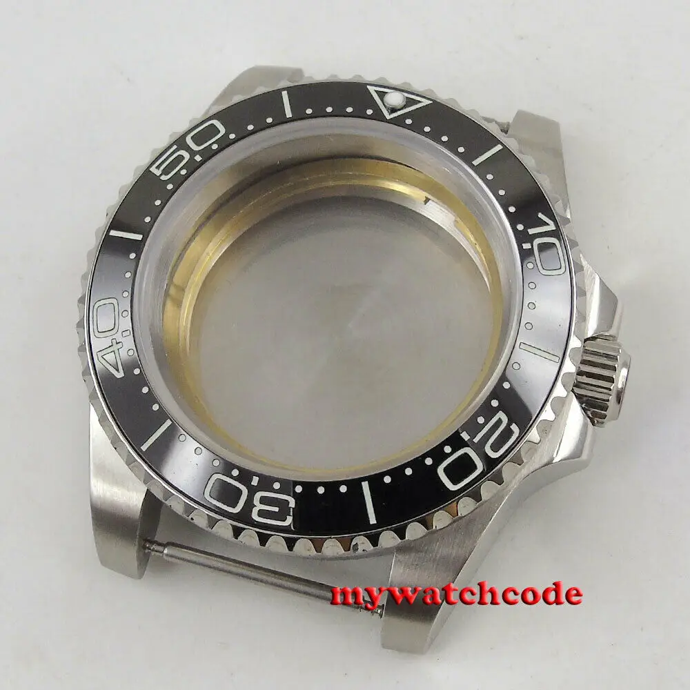 

40mm Flat Sapphire Glass Black Bezel Watch Case Fit ETA 2824 2836 8215 NH35 NH36 MOVEMENT