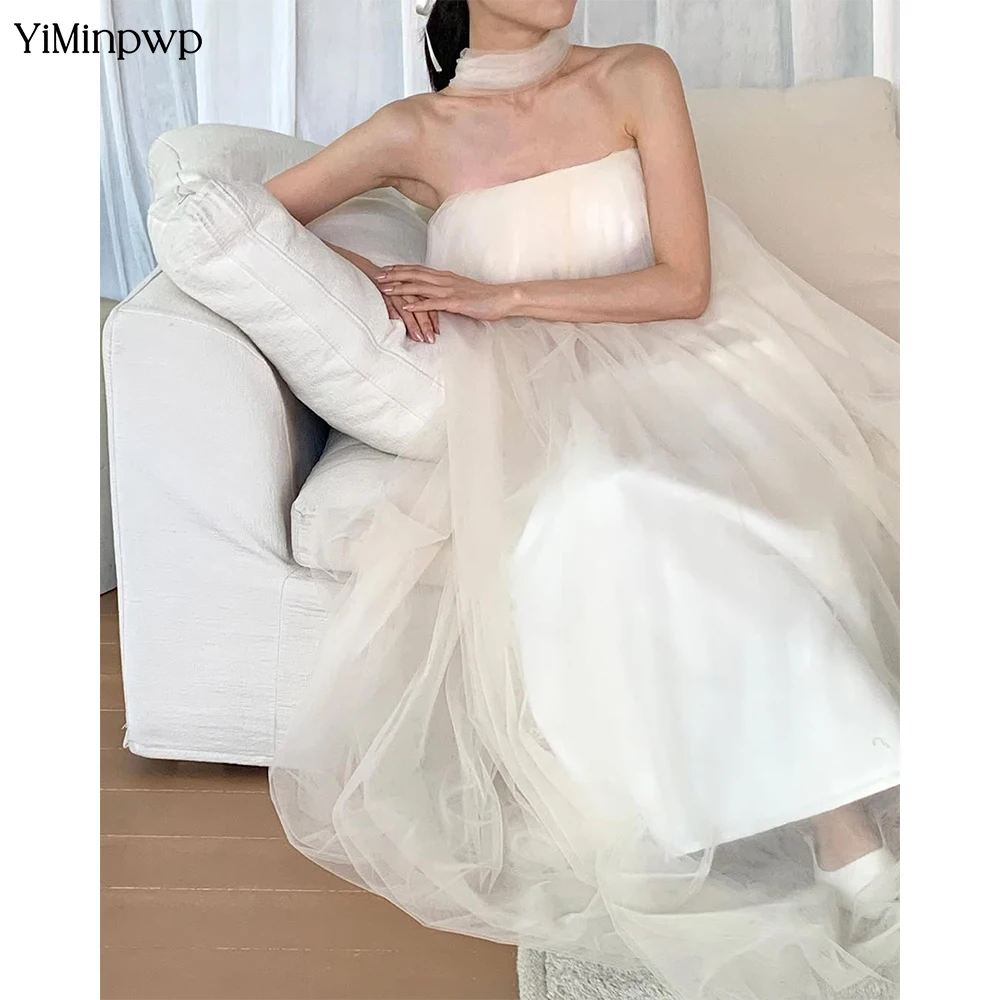 Элегантные свадебные платья Легкое свадебное платье с лямкой на шее без бретелек Романтический стиль Свадебное платье для душа 웨딩드레스 по индивидуальному заказу
