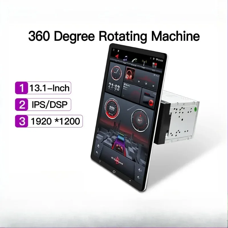 360 degree rotating head machine 13 inch double spindle 1920*1200 touch screen car radio