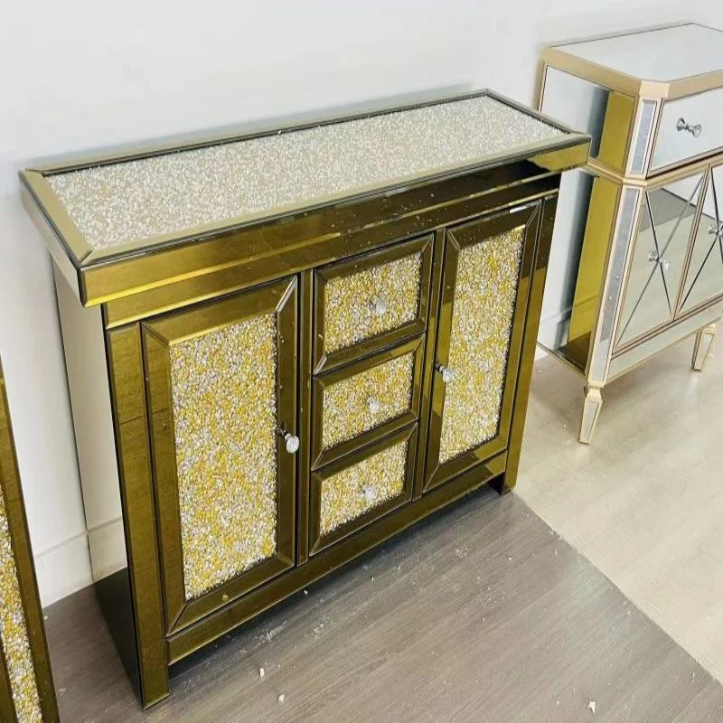 Modern design gold cabinets with drawers for living room and entrance home and hotel furniture