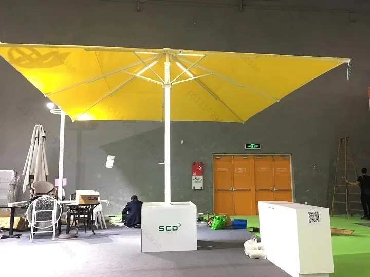 Custom Aluminum Frame Automatic LED Bluetooth USB Connector Customized Starlight Sunshade Patio Garden Parasol Umbrella