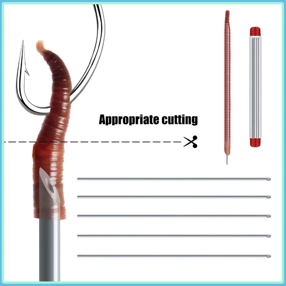

5pcs Fishing Stainless Steel Earthworm Hooking Needle Fishing Quick Connect Worm Hollow Needle Fishing Tackle Tool Accessories