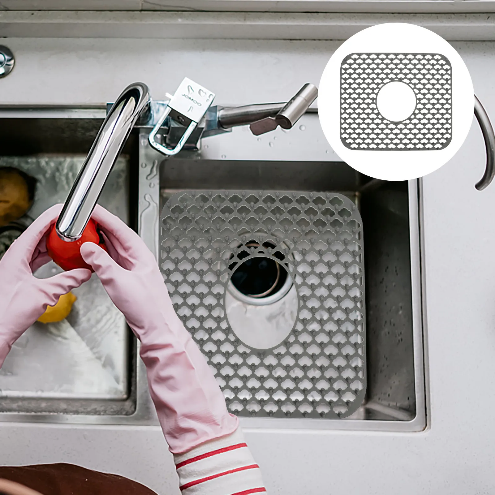 

Silicone Sink Draining Mat Non-Slip Hollow Kitchen Sink Pad Heat Insulation Anti-Fall Draining Cushion Bowl Chopsticks Drying