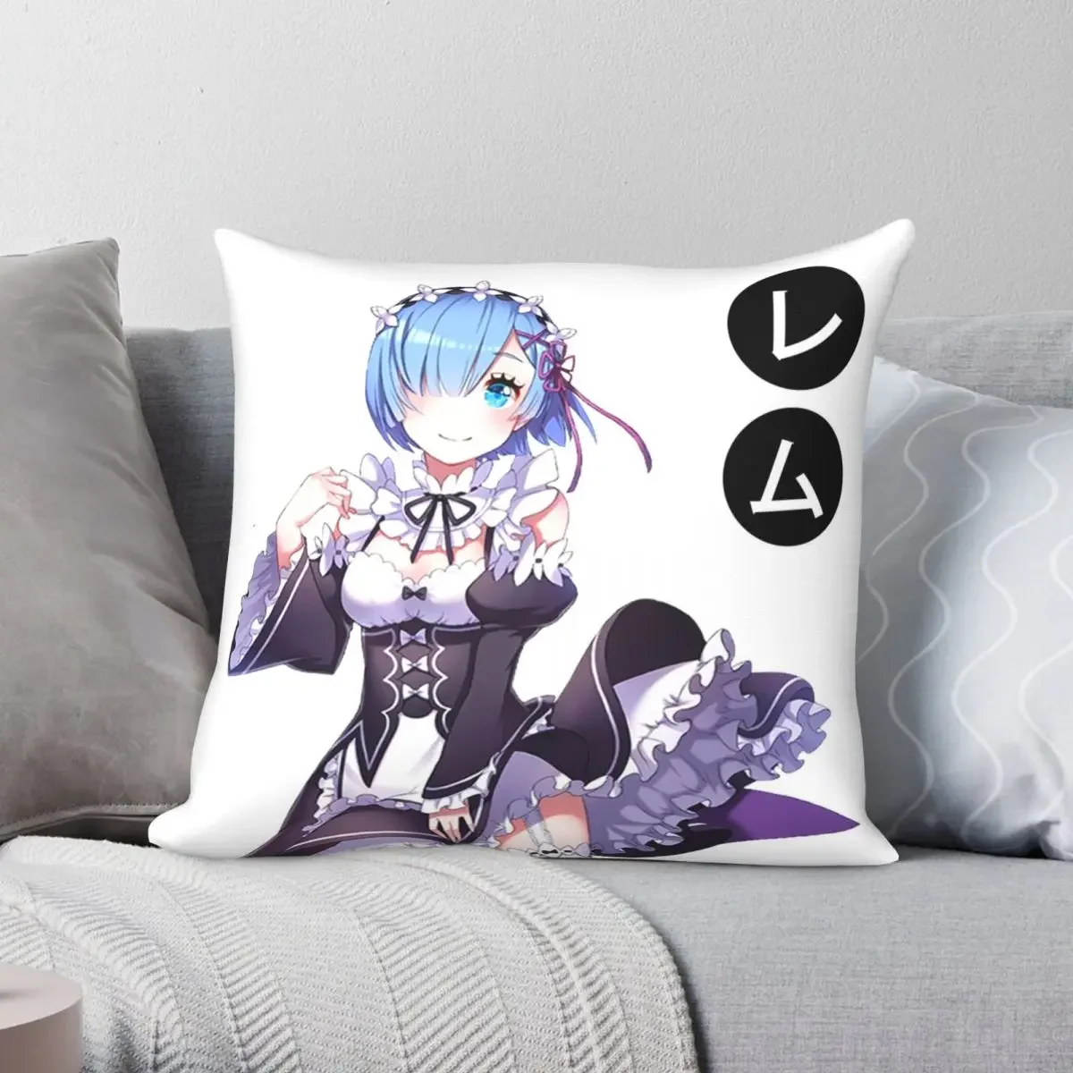 Rem Re Zero 3  Pillowcase Polyester square Zip Decor Home Cushion Cover