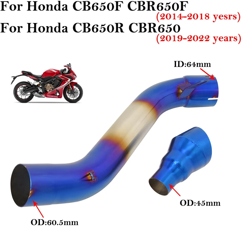 For HONDA CB650F CBR650F 2014-2018 CB650R CBR650 2019-2021 Motorcycle Exhaust Escape Carbon Muffler Mid Link Tailpipe DB Killer