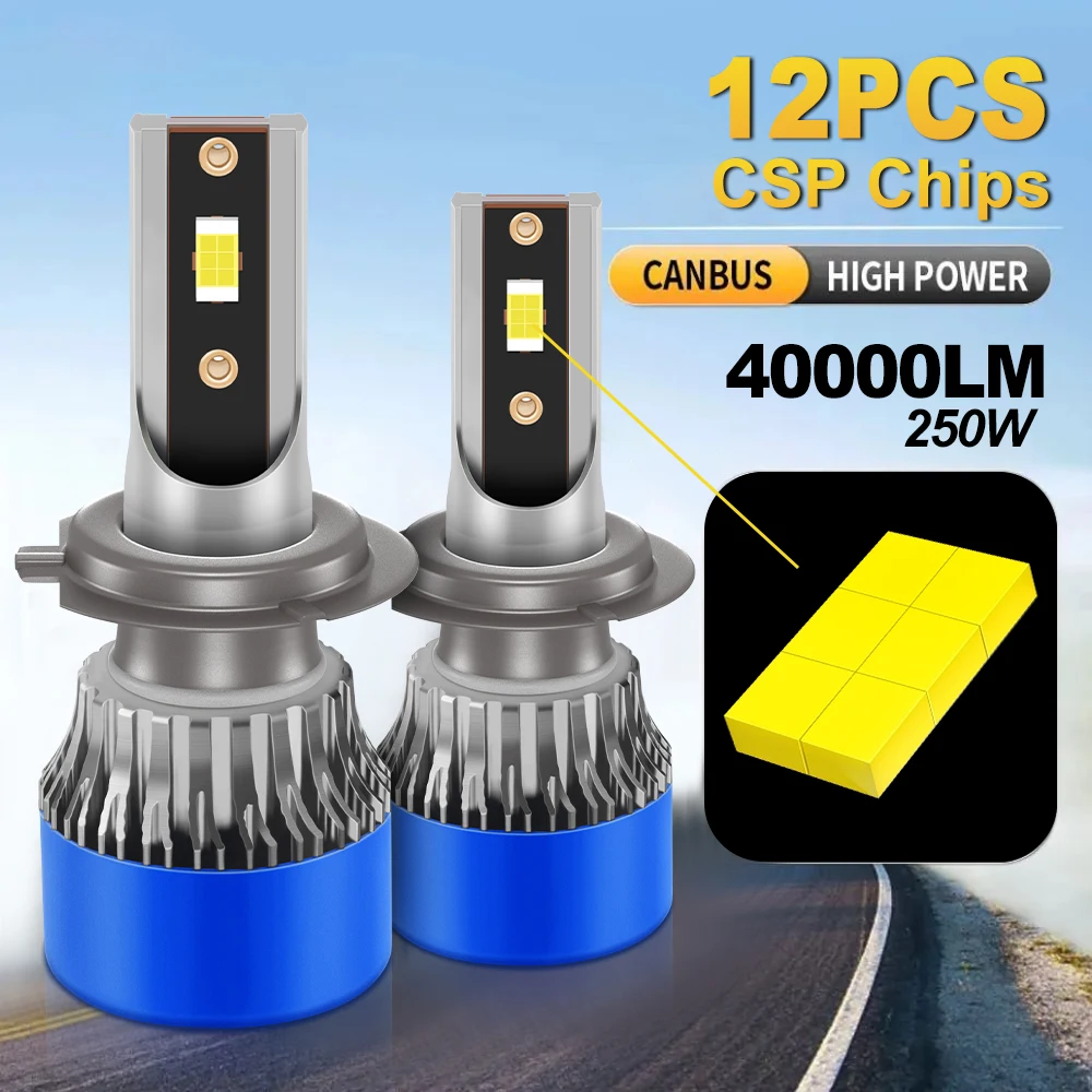 

40000LM H7 LED Car Headlight Bulbs 250W H4 H1 H11 HB3 9005 HB4 9006 Auto Fog Lights 12V H13 9004 9007 9012 Turbo Lamps 6000K