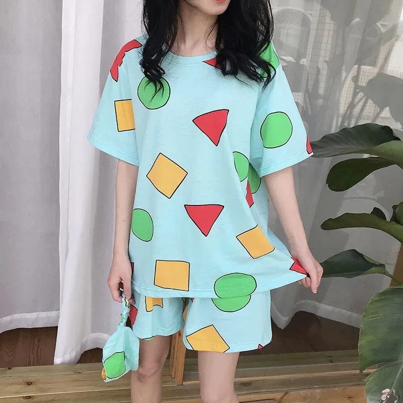 Pijama Shin Chan Mann Pyjama Shinchan Baumwolle Sommer Kurze Sets Japanische Pyjamas für Paare Mann und Frau Nachtwäsche 2021 – Detail 15