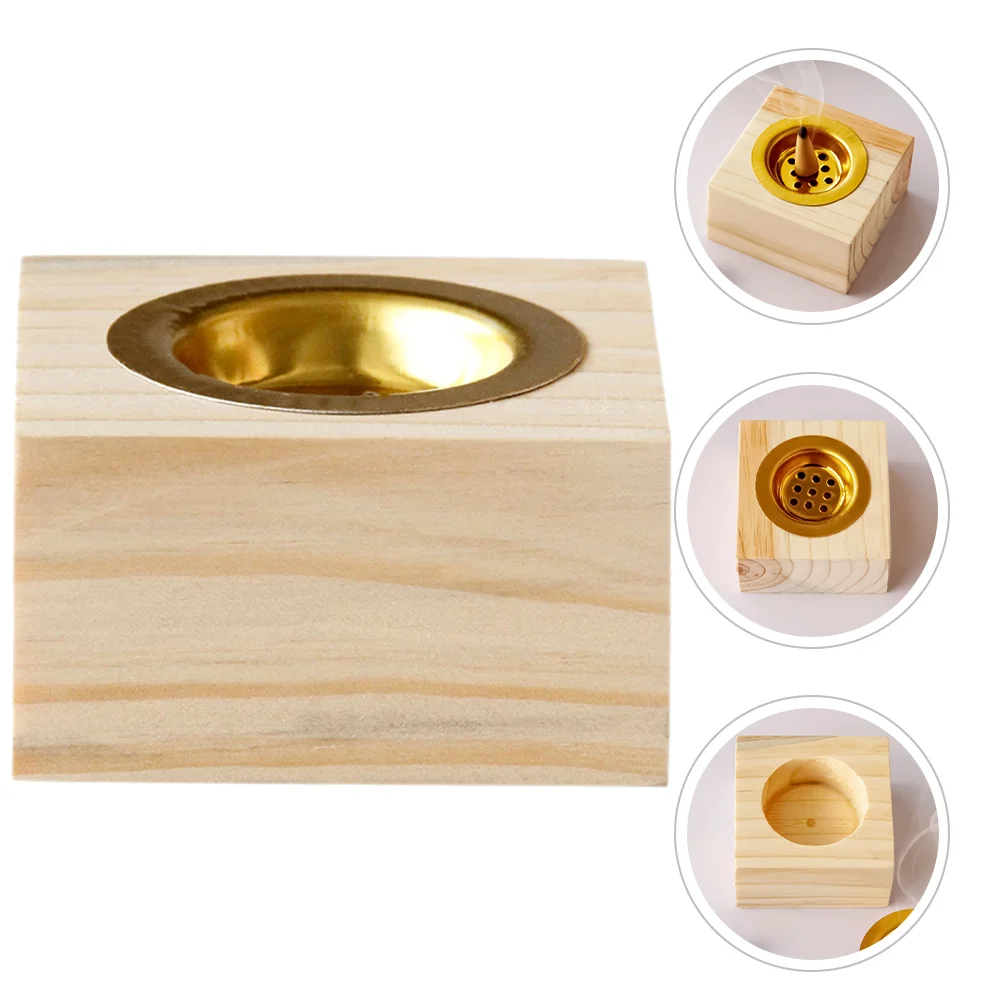 

Incense Burner Wood Material Aromatherapy Censer Smooth Surface Stable Base Decorative Desktop Incense Stick Holder Air Purifier