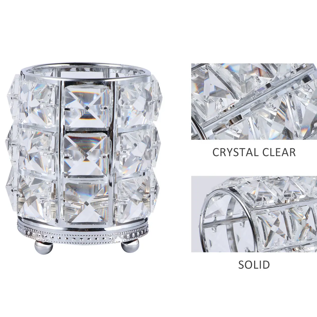 

1Pcs Retro Crystal Makeup Organizer Storage Box Clear Makeup Brush Holder Brush Container for Dressing Table