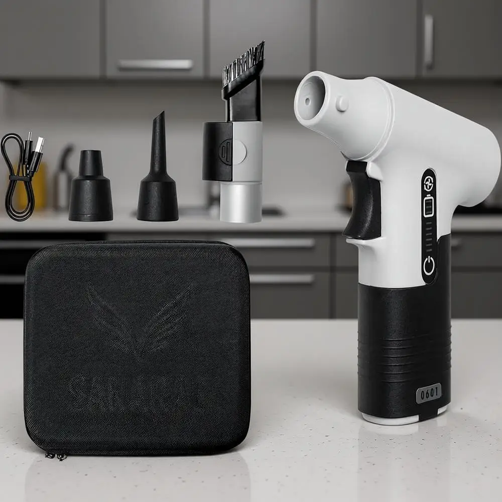 

Беспроводной воздуходув и мини-пылесос 130 000 об/мин – Перезаряжаемый ручной фен-воздуходувка 100 Вт для клавиатуры, автомобиля, электроники, ПК, дома