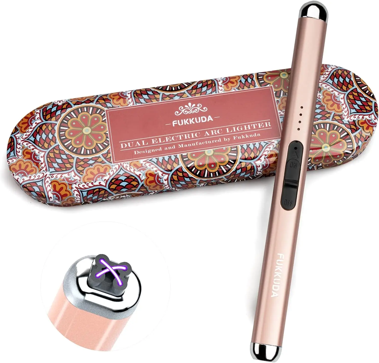 

Rechargeable USB Plasma Arc Lighter for Candles, Rose Gold Gift Box for Women and Men