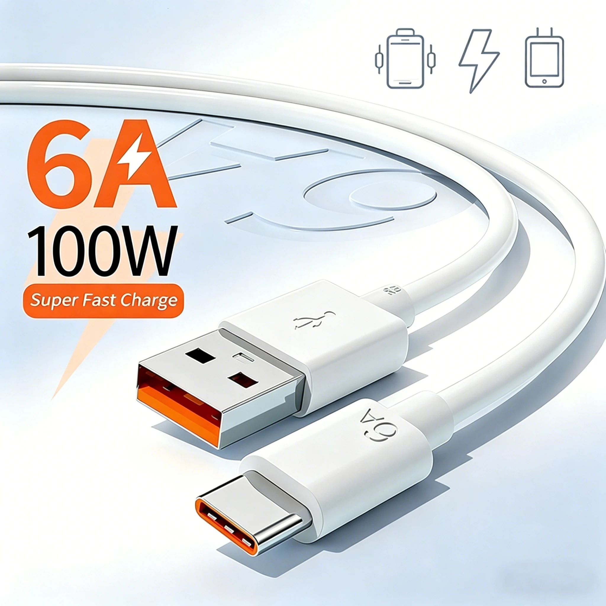 100W 6A USB Type C Fast Charging Phone Cable For Xiaomi Samsung iPhone Huawei Data Cord Wall Charger Adapter Lead 0.25/1/1.5/2m