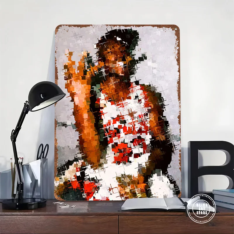 Basketball Player Portrait Printed Posters Customizable Wall Art Retro Vintage Metal Tin Signs for Home Room Office Decor Items