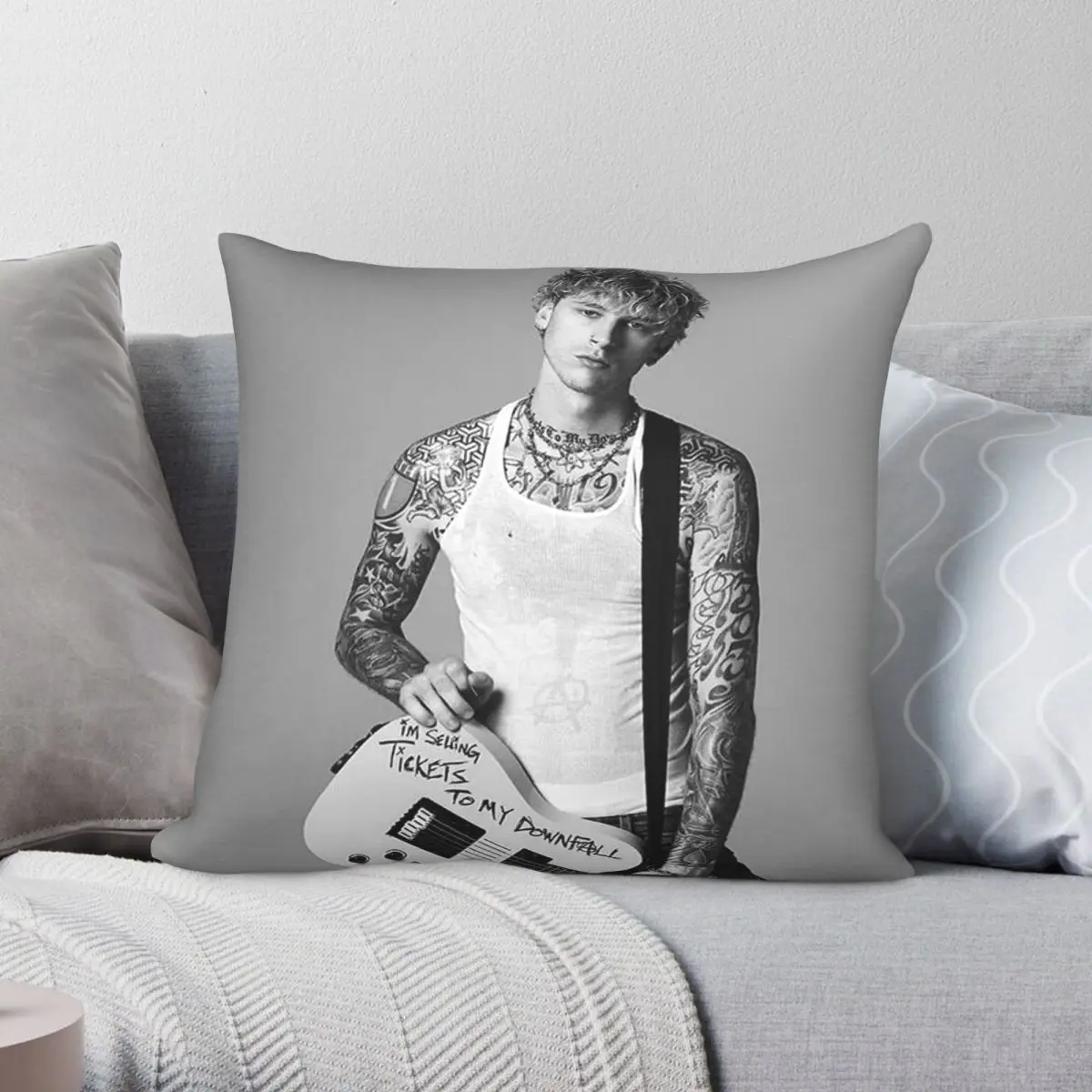 Kelly With The Guitar Pillowcase Polyester Linen Velvet Printed Zip Decor Home Cushion Cover