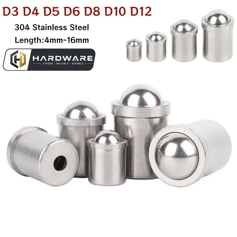 D3 D4 D5 D6 D8 D10 D12 3~12mm Press-fit Plunger 304 Stainless Steel Spring Ball Plungers With Locating/positioning Function