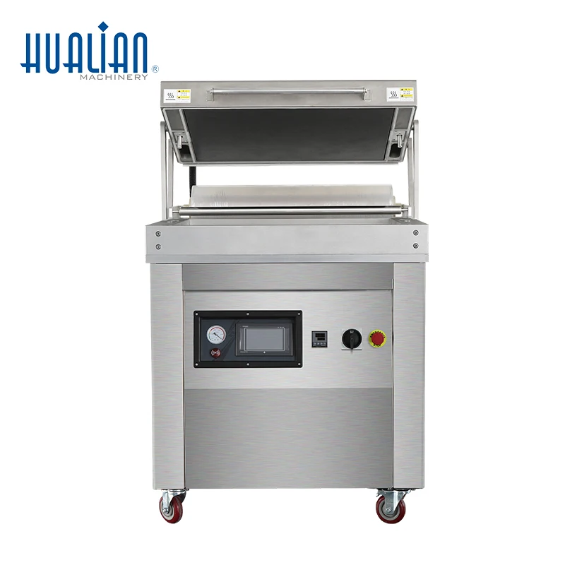 HVC-760FS Hualian Vertical Tray Skin Vacuum Sealing Packaging Machine For Meat/Fish/Seafood/Sausage/Accessories