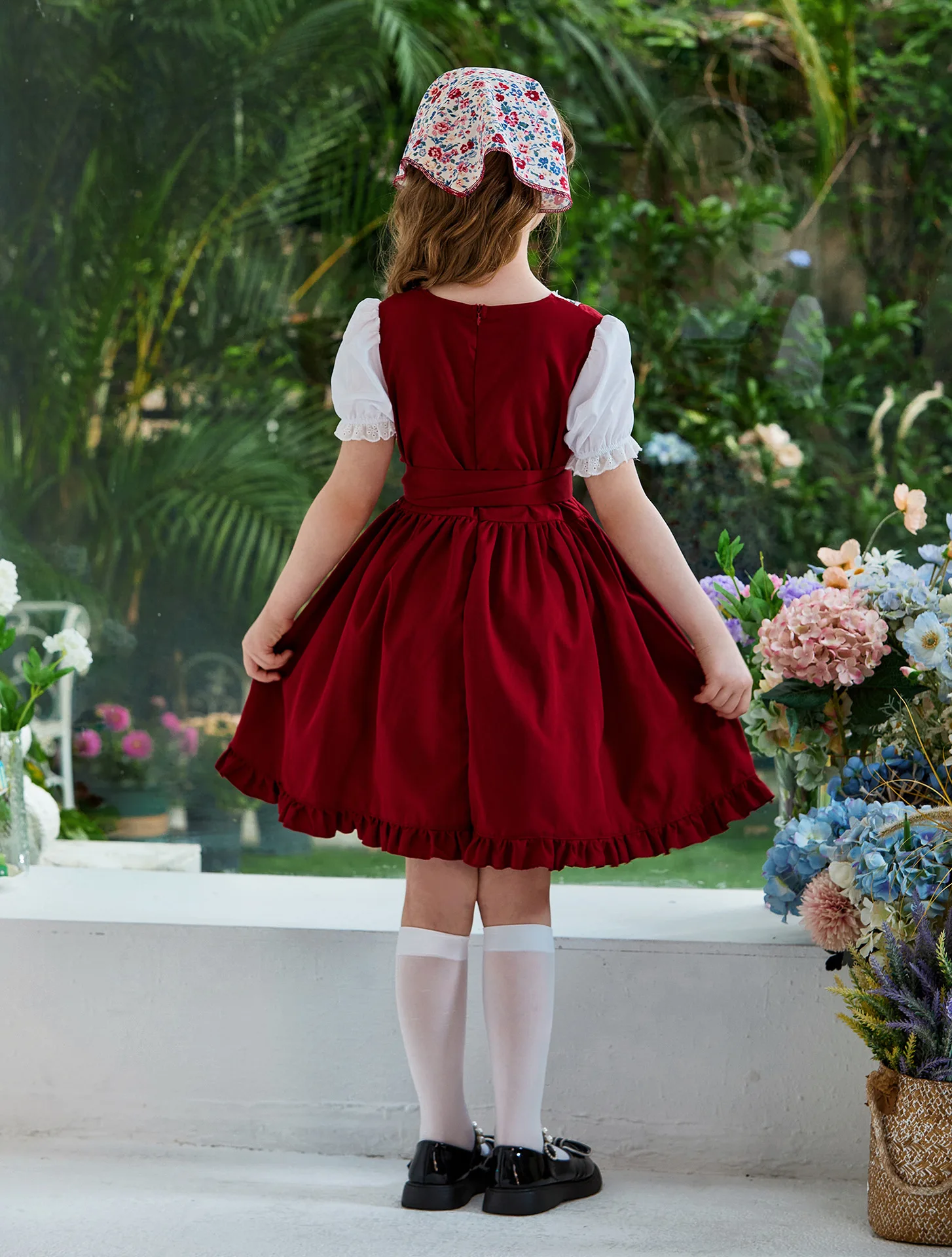 Bayerisches Kinderkleid Dirndl-Lolita-Kleid im Landhausstil für Mädchen, Prinzessinnen-Partykostüm für Hochzeiten – Detail 19