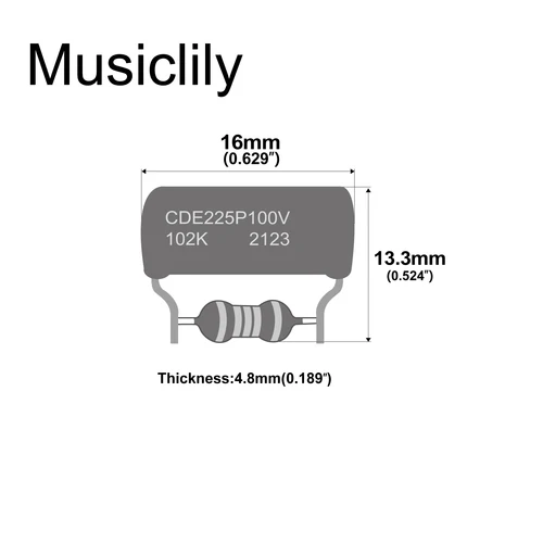 Imagen 2 del producto Musiclily Pro Módulo de purga triple con película de poliéster/condensador de lámina de caída naranja 225P y resistencia de precisión.001uF+150K