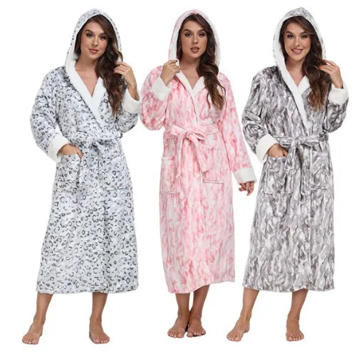 

Многоцветная фланелевая белая повседневная ночная рубашка с принтом, Новое поступление, халат, длинный халат, домашняя одежда, женская ночная рубашка