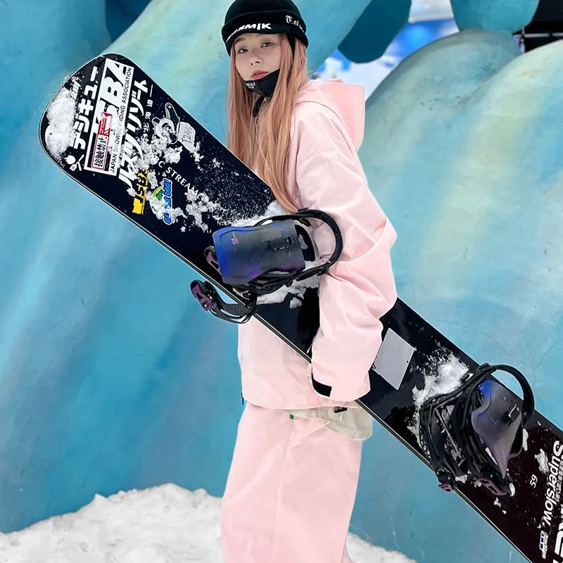 ملابس التزلج السراويل وي ghing 240 Poun ds حجم كبير الفيلكرو الرجال والنساء بدلة تزلج دافئة مجموعة باللون الأسود OT4 2025 #1