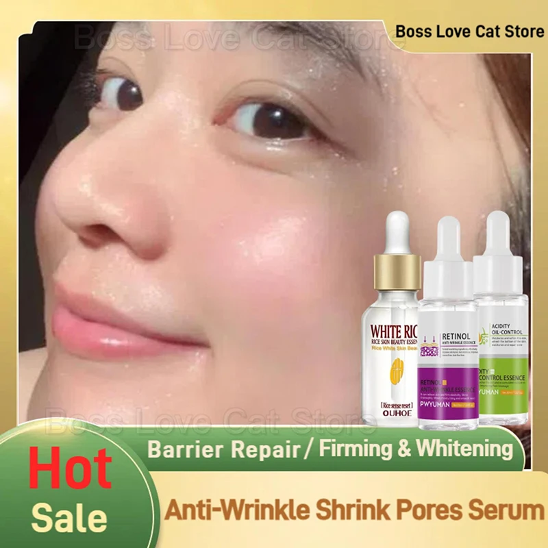 

Retinol Anti-Wrinkle Serum White Rice Whitening Face Essence Acidity Shrink Pores Brightening Lifting Firming Moisturizing Skin