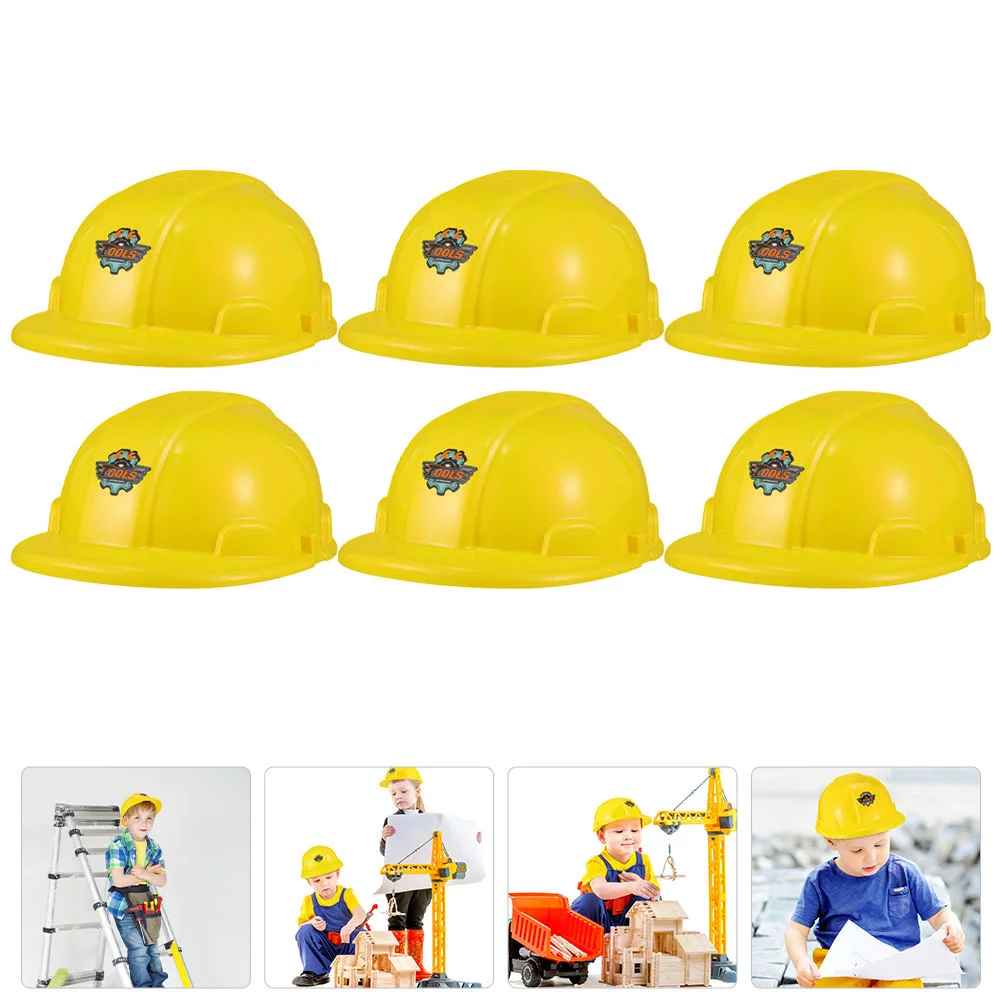 2 pçs chapéu duro ferramenta brinquedo para crianças chapéus de construção cosplay festa amarelo construção vestir-se criança