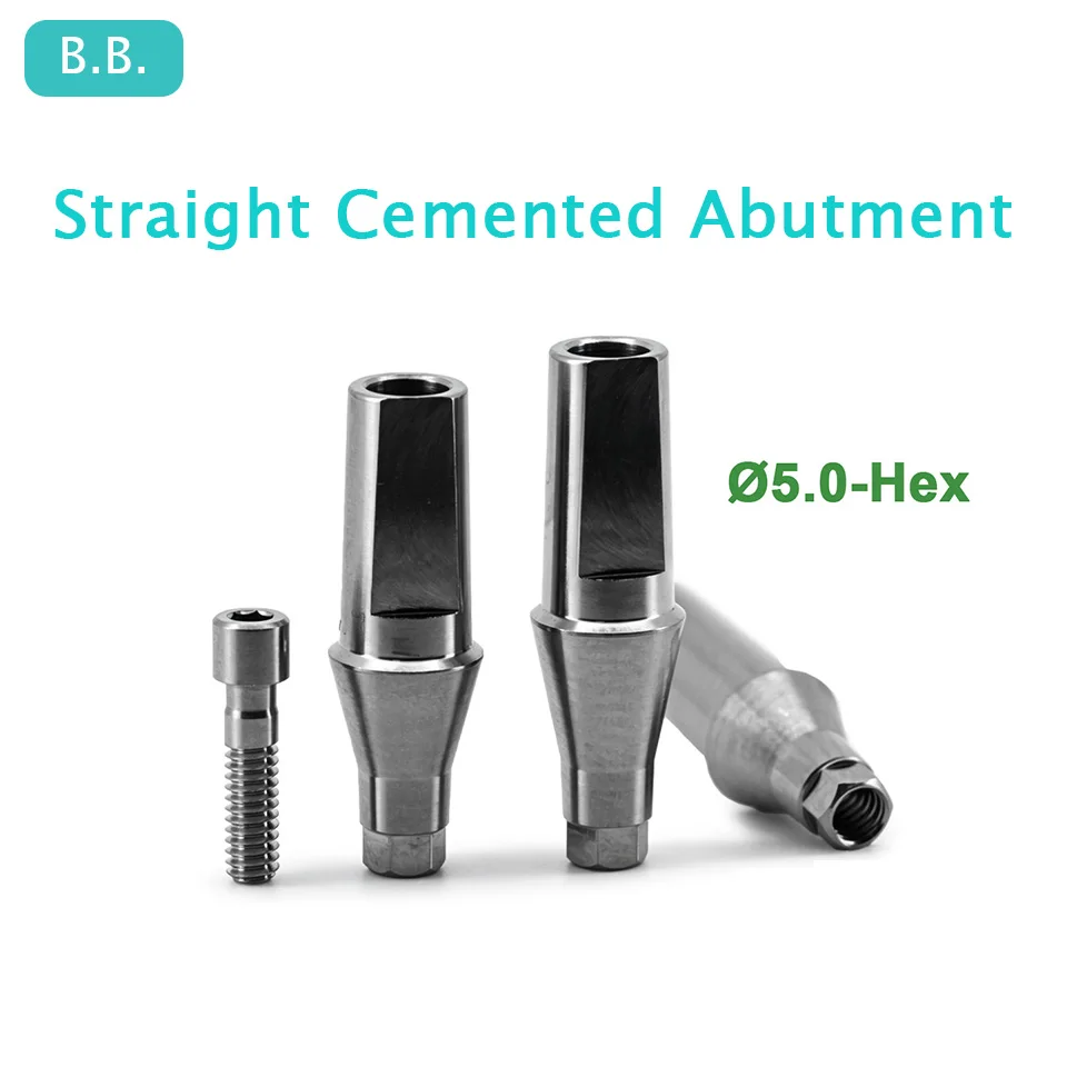 10Pcs Dental Straight Cemented Abutment Titanium Grade 5 Hex Component Fit BB Implant System Prosthetic Restoration Supply