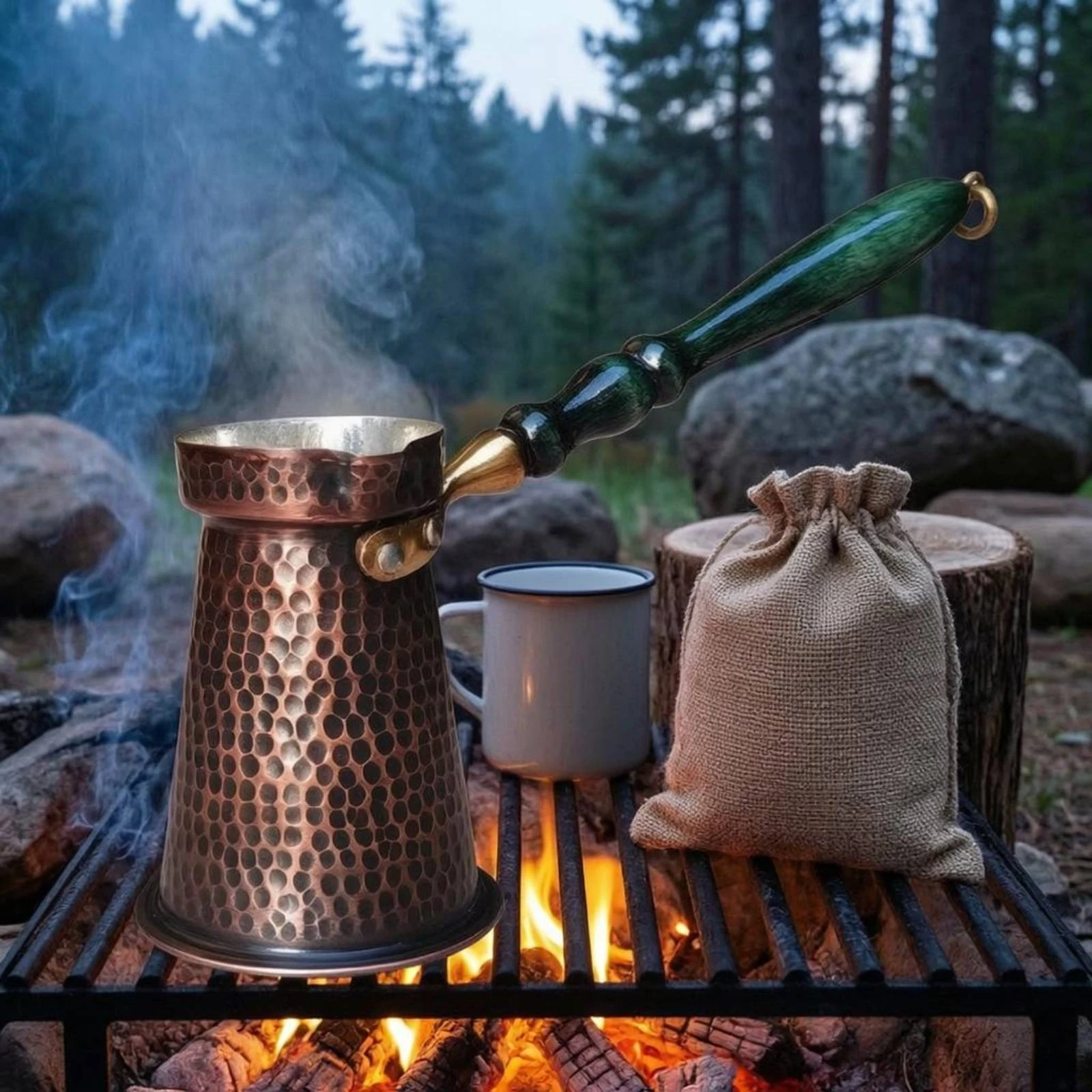 Copper Cezve Oxidized Finish Handmade Copper Coffee Pot Turkish Coffee Pot Stovetop Use Ibrik Traditional Design view 4