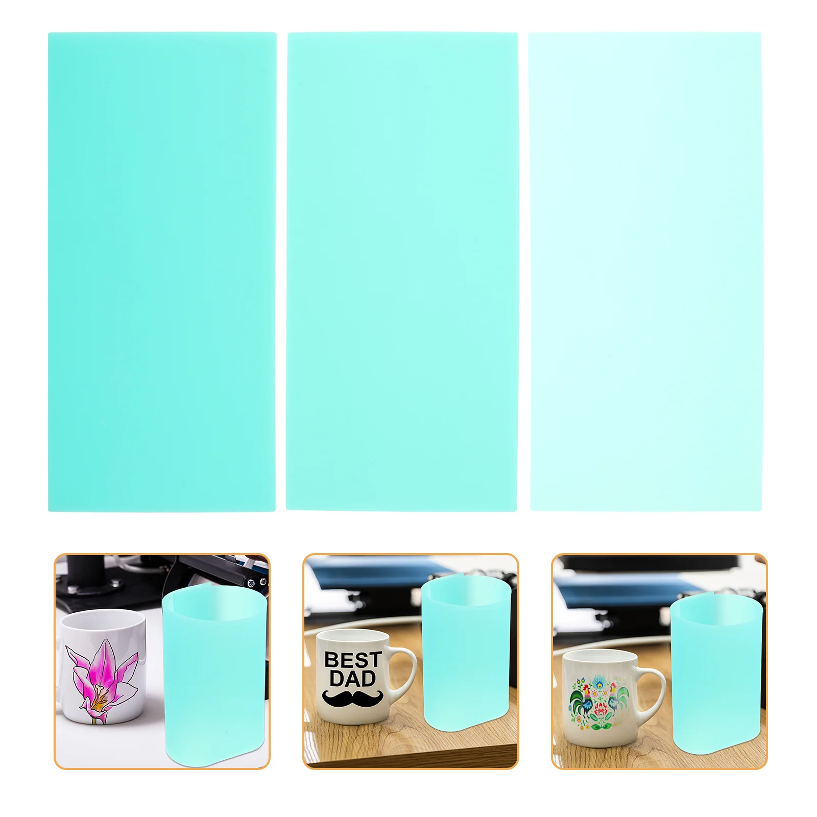 

3Pcs Cup Sublimation Wraps Heat Resistant Silicone Material Elastic Flexible Portable Lightweight Sublimation Blanks