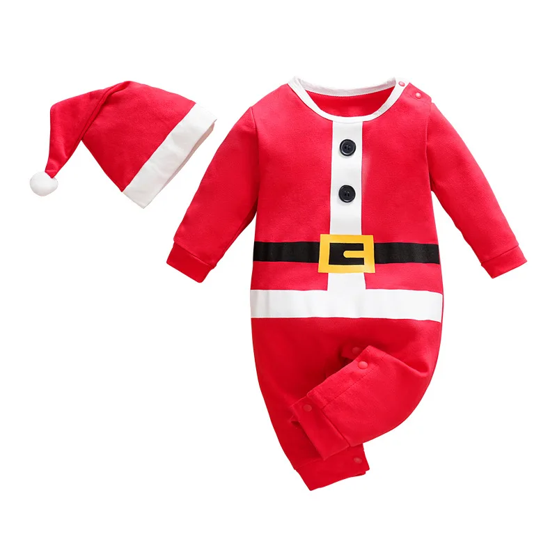 Baby Christmas Costumes Cosplay Santa Claus Clothing Jumpsuits with Hat Red Green Newborn Baby Crawling Pants New Year Gifts Kid