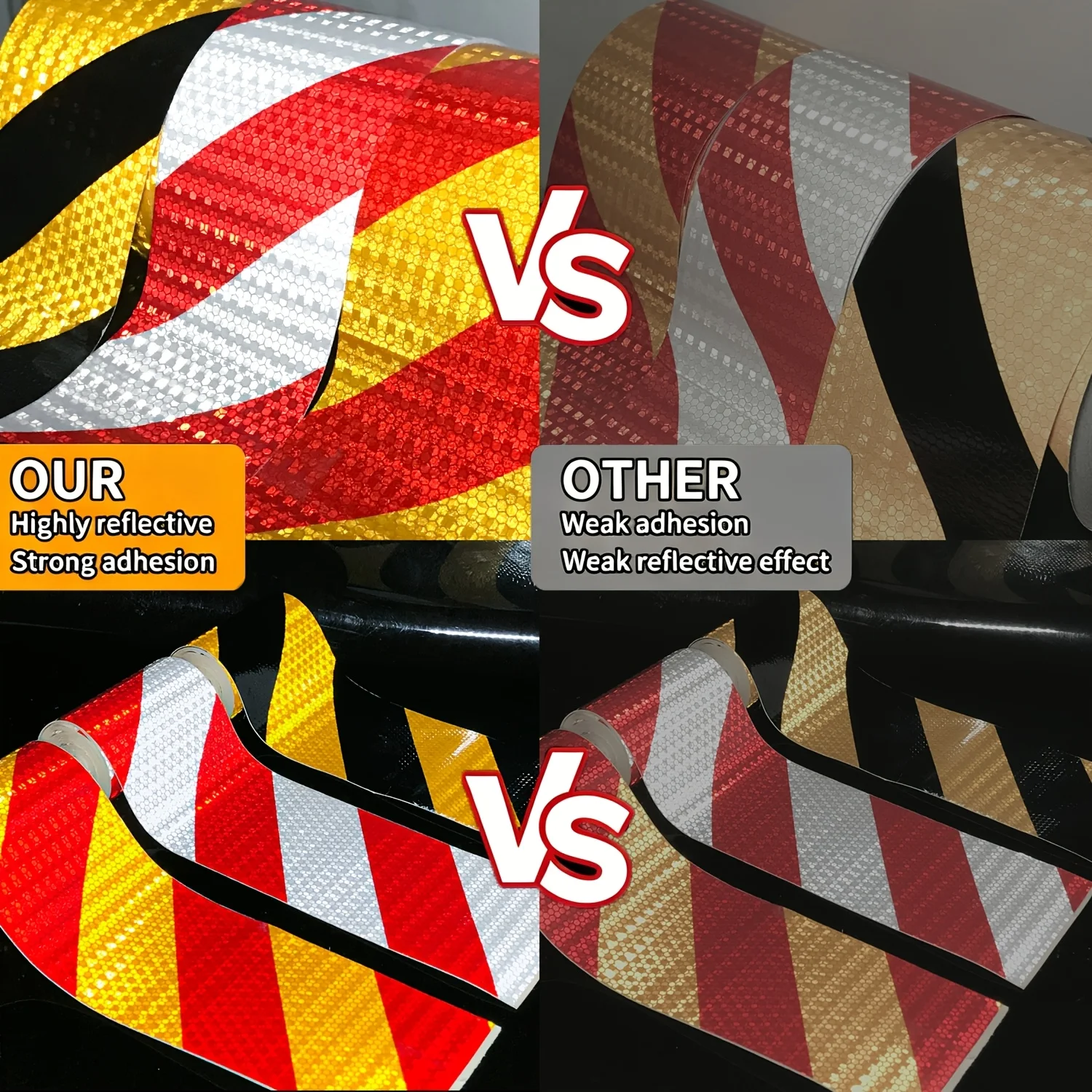 10CM Car Reflective Tape Twill Outdoor Warning Safety Tape for Roadblocks, Construction Zones, Vehicles, Pedestrian Crossings