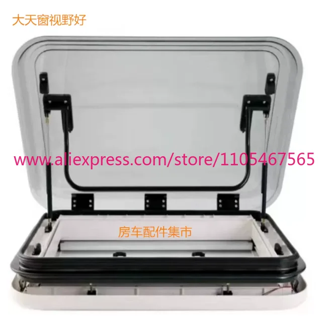 1PCS RV Skylight Replacement 12V with Light, Manual Roof Vent Window with Sunshade for Motorhome Camper Van