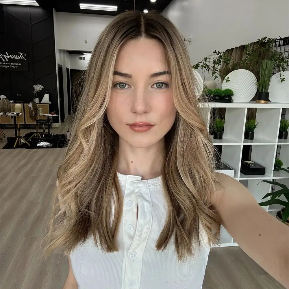 Heat Resistant Wig Ombre Brown Blonde Heat Friendly Synthetic HD Lace Front Wig Realistic Look Natural Hairline Glueless Wig