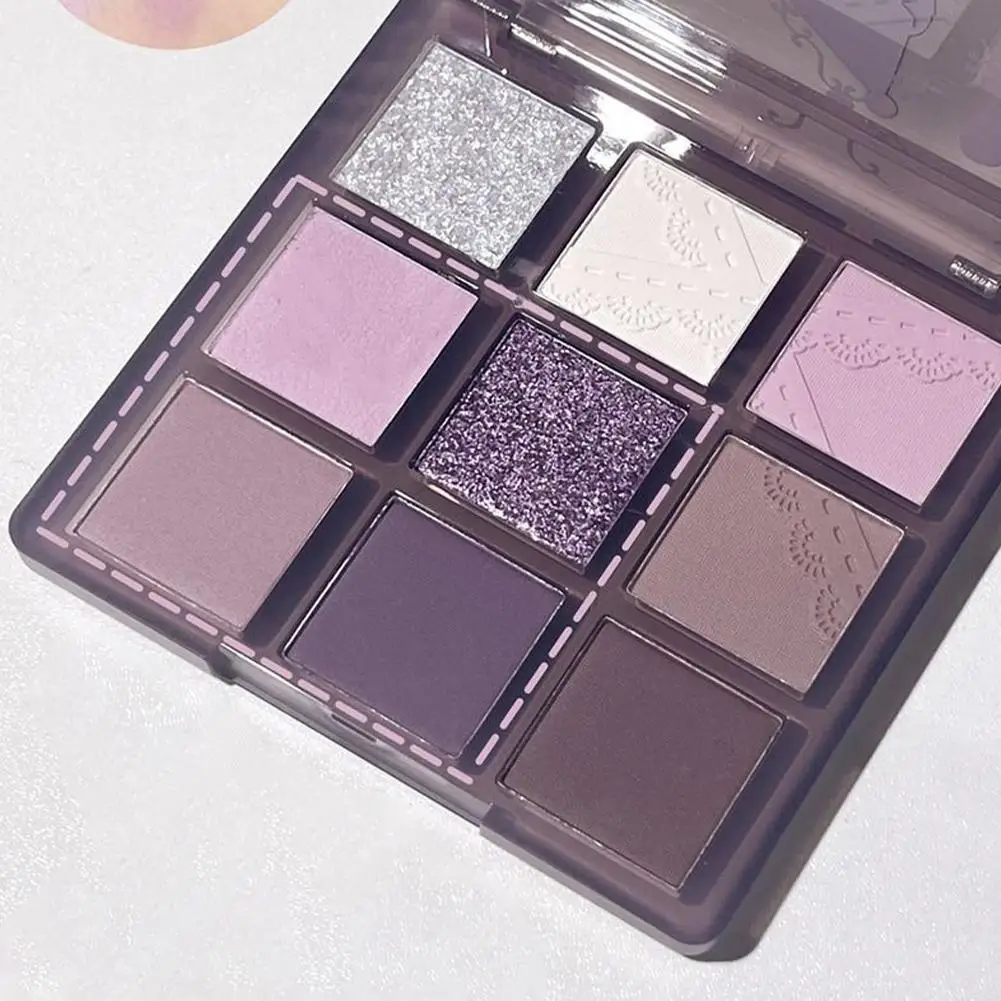 New Smoke Purple 9 Colors Eyeshadow Palette Pearlescent Matte Grey Purple Eye Shadow Makeup Palette Waterproof Korean Makeup