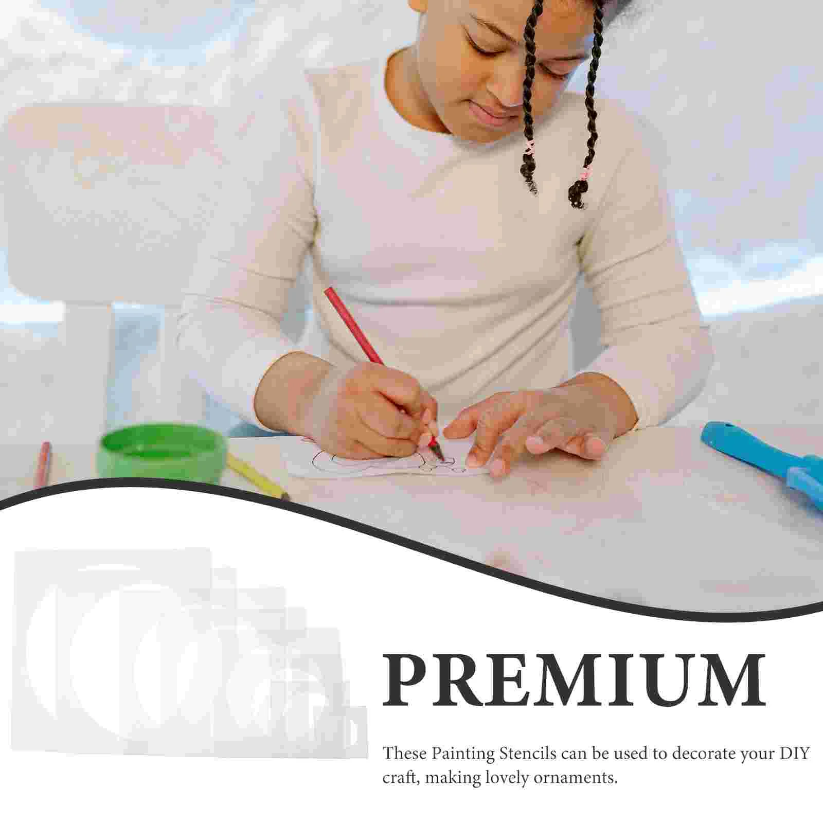 8 Pcs Hollow Inkjet Template Round Modeling Templates Multi-function Painting Stencils for Crafts DIY Wall Tools