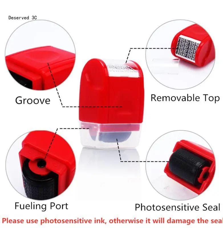 Portable Refillable Identity for Protection Stamp Roller Anti-theft Privacy Safe