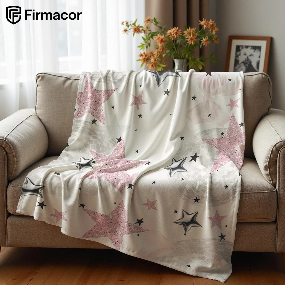 Disco Glitter Stars Lightweight Microfiber Soft Christmas Fleece Blanket Warm Cozy Throw for Bed Sofa Office Travel All Season